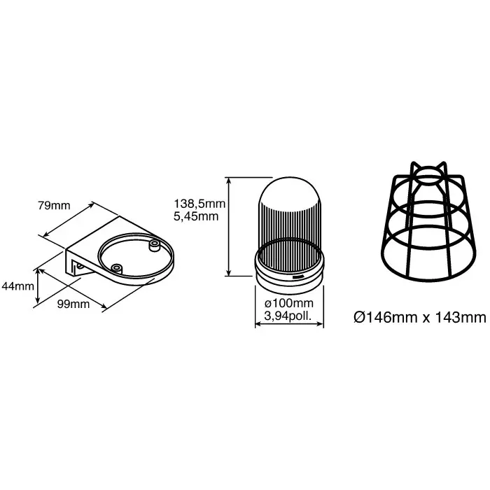 Werma Beacon BM 826 Series Yellow Steady 12-240 V AC/DC Surface Mount Incandescent Bulb IP65, 826.300.00