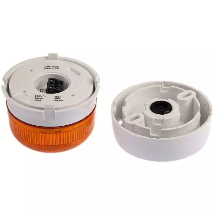 Klaxon Flashguard QBS Series Amber Flashing Beacon, 230 V AC, Surface Mount, LED Bulb, QBS-0028