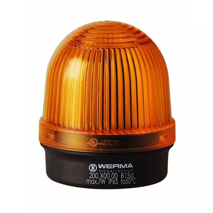 Werma Beacon 200 Series Yellow Continuous lighting 12-230 V Base Mount Filament Bulb IP65, 200.300.00