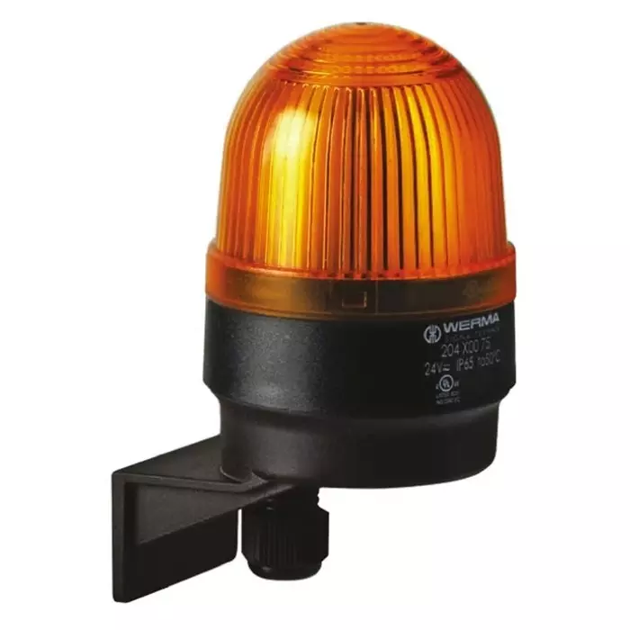 Werma Beacon EM 205 Series Yellow Flashing 24 V DC Wall Mount Xenon Bulb IP65, 205.300.55
