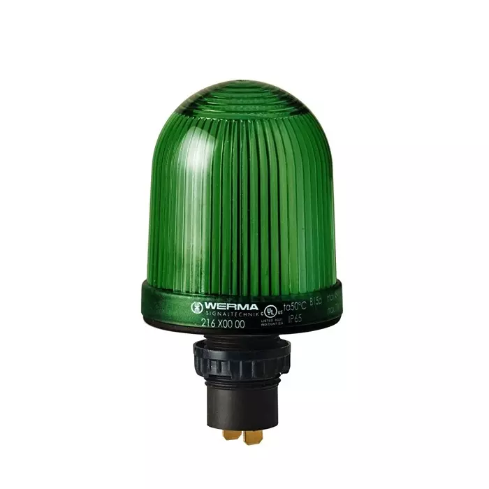 Werma Beacon 216 Series Green Continuous lighting 48 V Built-in Mounting Filament Bulb, 216.200.00