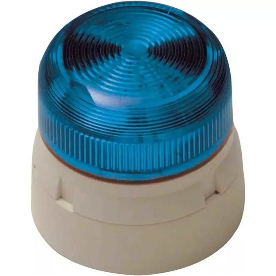 Klaxon Blue Flashing Beacon, 230 V AC, Base Mount, LED Bulb, IP65, QBS-0030