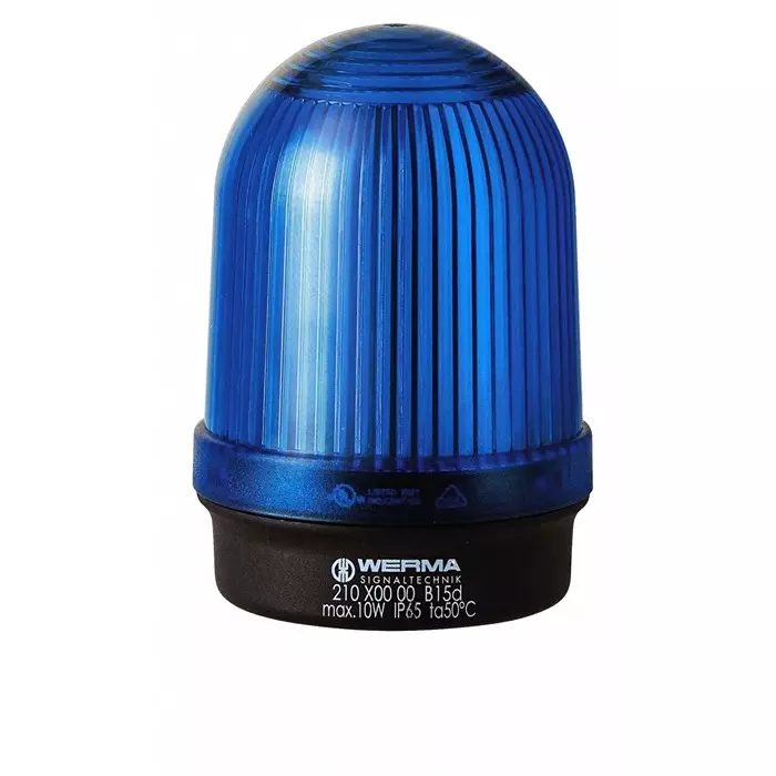 Werma Beacon 210 Series Blue Continuous lighting 12-230 V Base Mount BA 15d Bulb IP65, 210.500.00