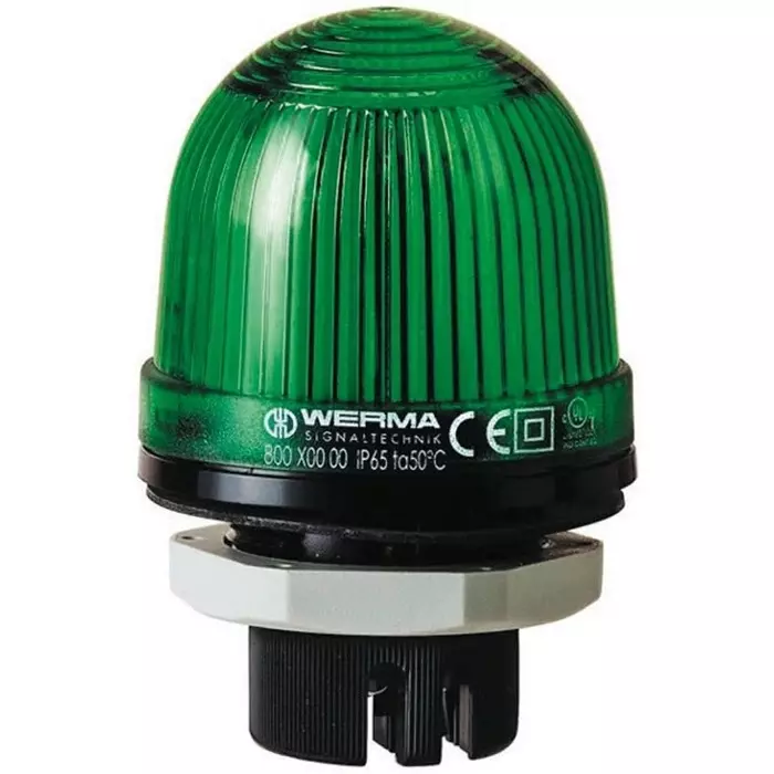 Werma Beacon EM 801 Series Green Steady 230 V AC Panel Mount LED Bulb IP65, 801.200.68