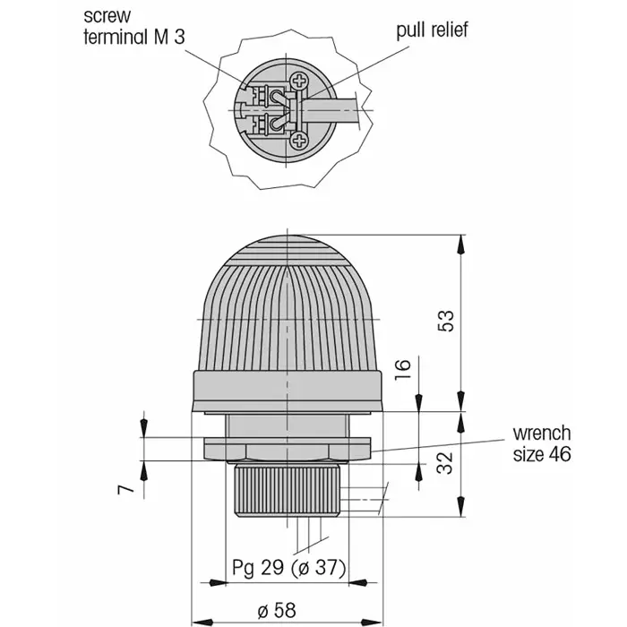Werma Beacon EM 801 Series Green Steady 230 V AC Panel Mount LED Bulb IP65, 801.200.68