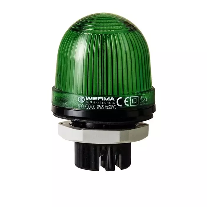 Werma Beacon EM 801 Series Green Steady 24 V AC/DC Panel Mount LED Bulb, 801.200.75