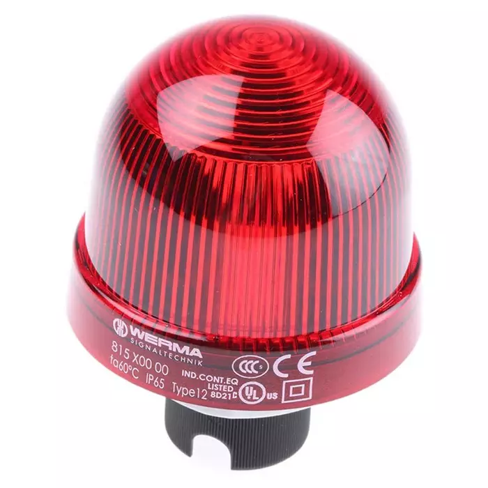 Werma Beacon EM 815 Series Red Steady 12-230 V AC/DC Panel Mount Incandescent Bulb IP65, 815.100.00