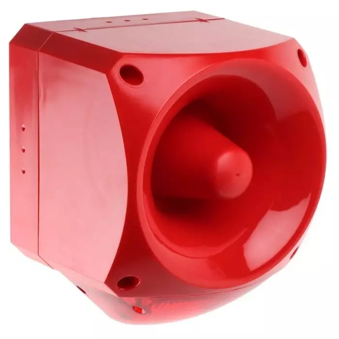 Klaxon Nexus 110 Series Red Sounder Beacon, 24 - 48 V AC, IP66, Base Mount, 116dB at 1 Metre, PNC-0062