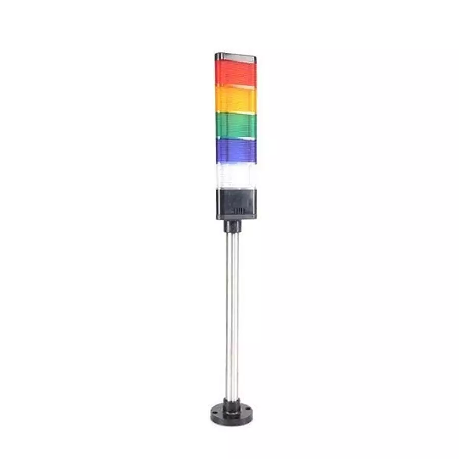 MALLORY Universal Stacklight with Sound Panel Mount Wire Red, Yellow, Green, Blue, White 24 V AC, 24 V DC, JTC028-RYGBC-CSL