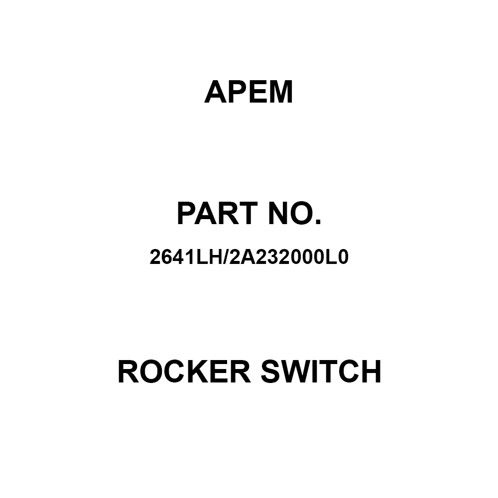 APEM Power Rocker Switch Panel Mount DPST Solder Lug Terminal, 2641LH/2A232000L0