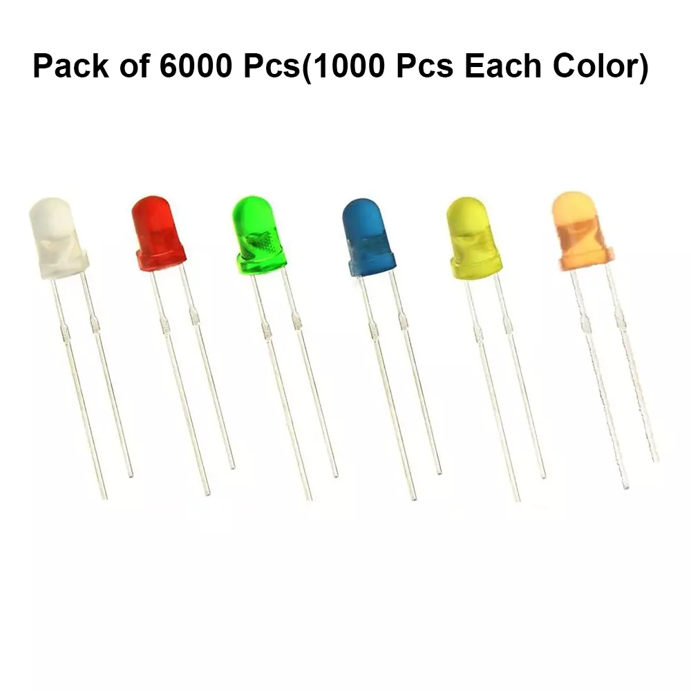 invento-diffused-led-light-6-color-whiteyellowredgreenblueorange-5-mm-round-head-dc-3-v-voltage-isc-1378-7-pack-of-6000-pcs-1000-pcs-each-color