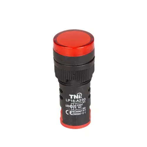 TNI 16 mm Cut Out Diameter LED Pilot Lamp Red Color 230 V AC Rated Voltage and IP20 Protection Rating, LP16-A230-R