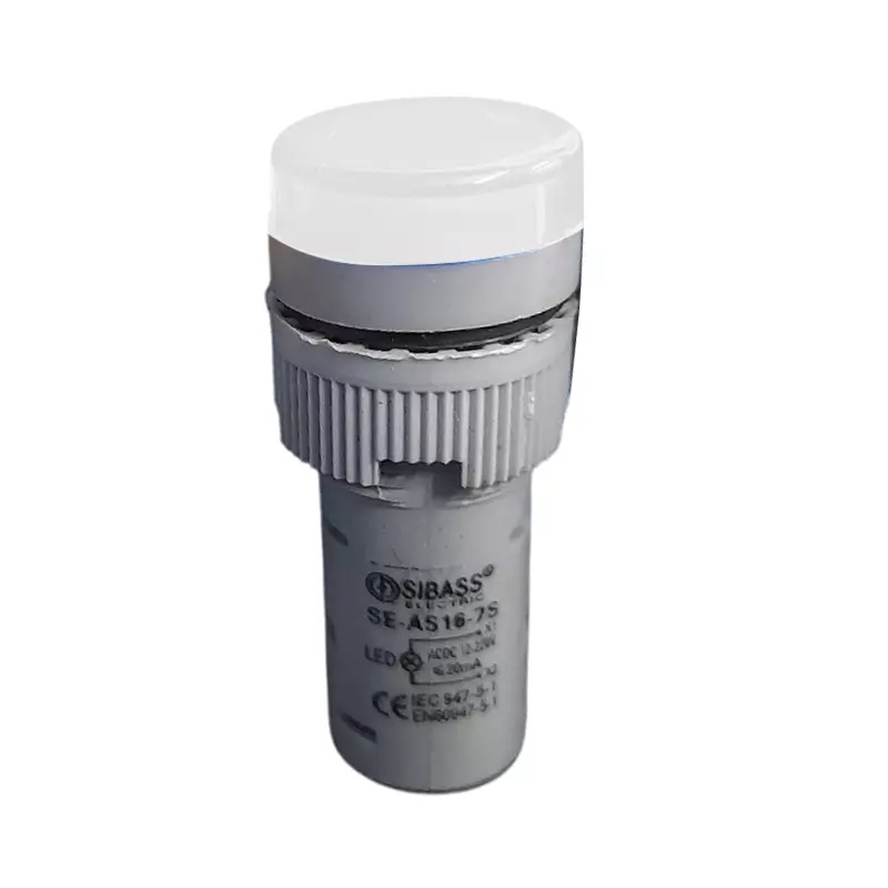 Sibass Electric LED Indicating Lamp 22.5 mm Dia. White Body 220 V AC White Light, SE-AD22-22DS (Pack of 1000)