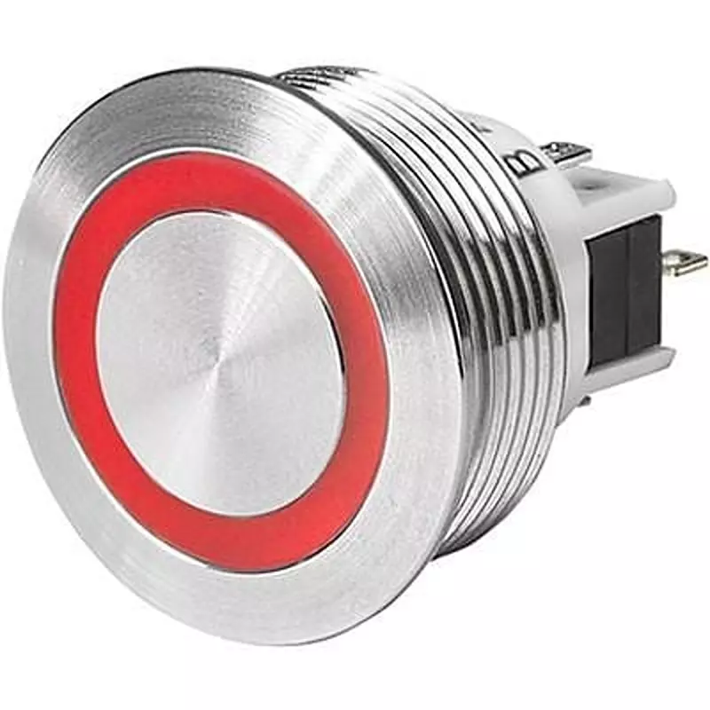 SCHURTER LED Pushbutton Switch Panel Mount Solder Terminal Red, Green, Blue, 3-148-428