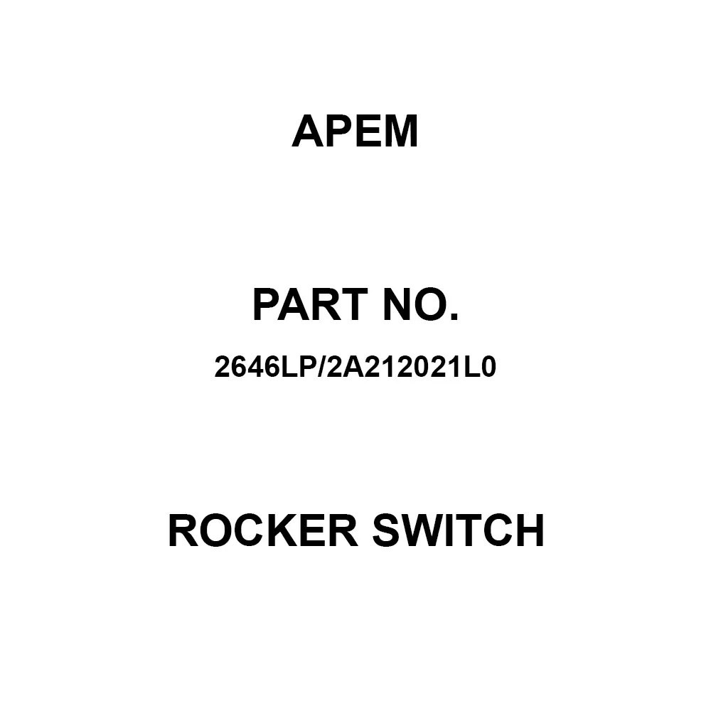 APEM Rocker Switch Non-Illuminated, 2646LP/2A212021L0