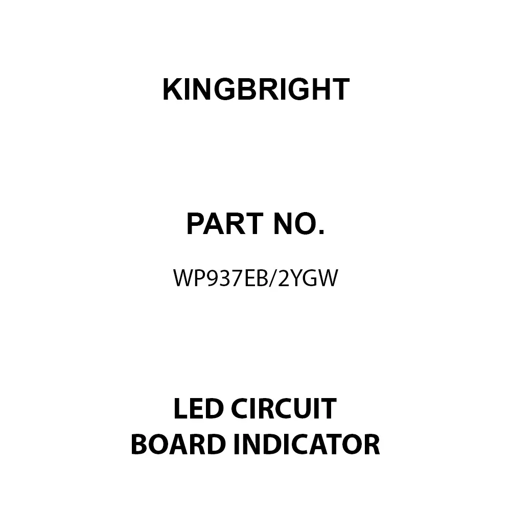 KINGBRIGHT LED Circuit Board Indicator Yellow & Green Illumination Color T-1 (3 mm) LED Size 20 mA If - Forward Current, WP937EB/2YGW