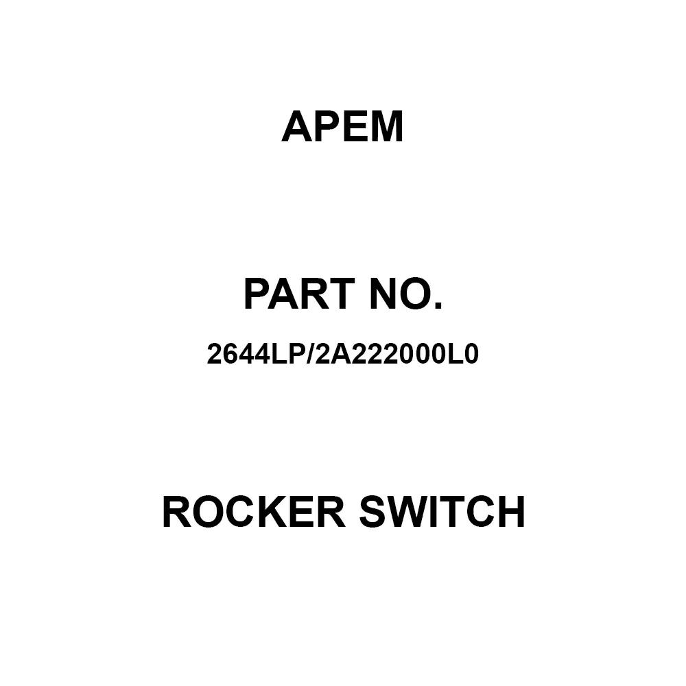 APEM Rocker Switch Non-Illuminated, 2644LP/2A222000L0