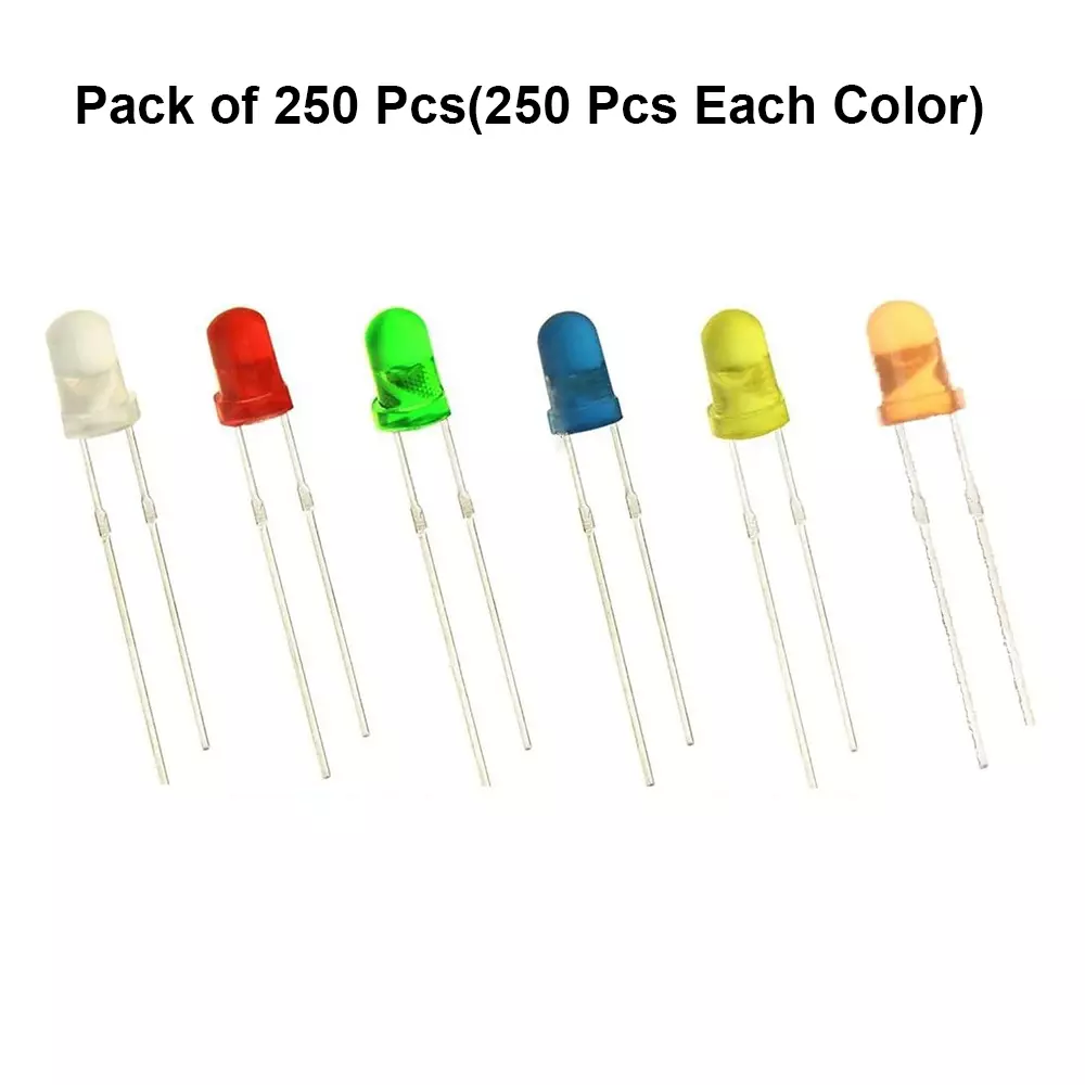 invento-diffused-led-light-6-color-whiteyellowredgreenblueorange-5-mm-round-head-dc-3-v-voltage-isc-1378-5-pack-of-1500-pcs-250-pcs-each-color