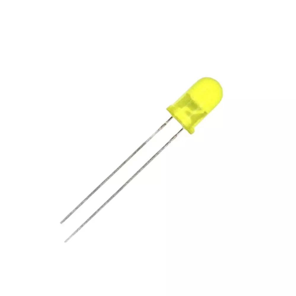 Invento Diffused LED Light Yellow 5 mm Round Head Shape DC 3 V Voltage, ISC 1376 (Pack of 10 Pcs)