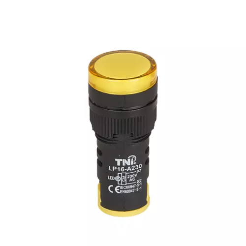 TNI 16 mm Cut Out Diameter LED Pilot Lamp Yellow Color 24 V DC Rated Voltage and IP20 Protection Rating, LP16-D24-Y