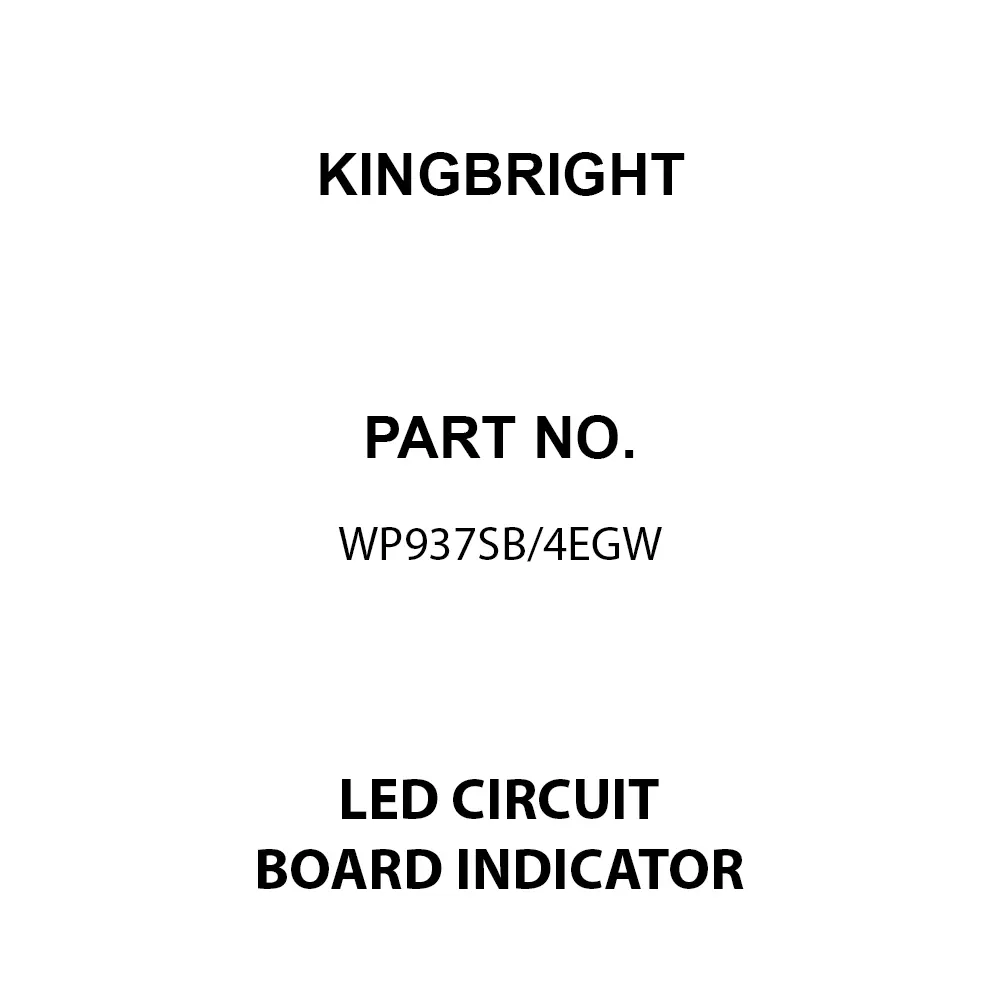 KINGBRIGHT LED Circuit Board Indicator Red & Green Illumination Color T-1 (3 mm) LED Size 20 mA If - Forward Current, WP937SB/4EGW