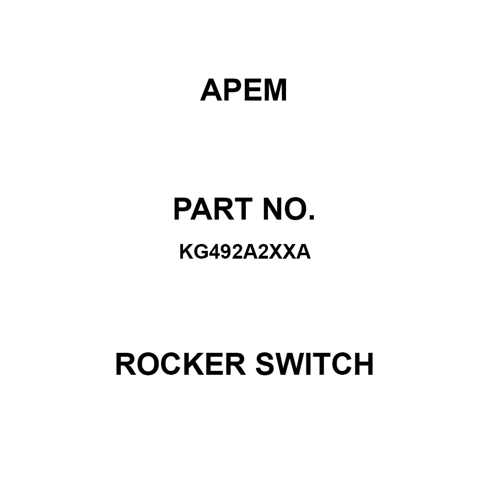 APEM Rocker Switch 10 Amp 250 V AC Non-Illuminated, KG492A2XXA