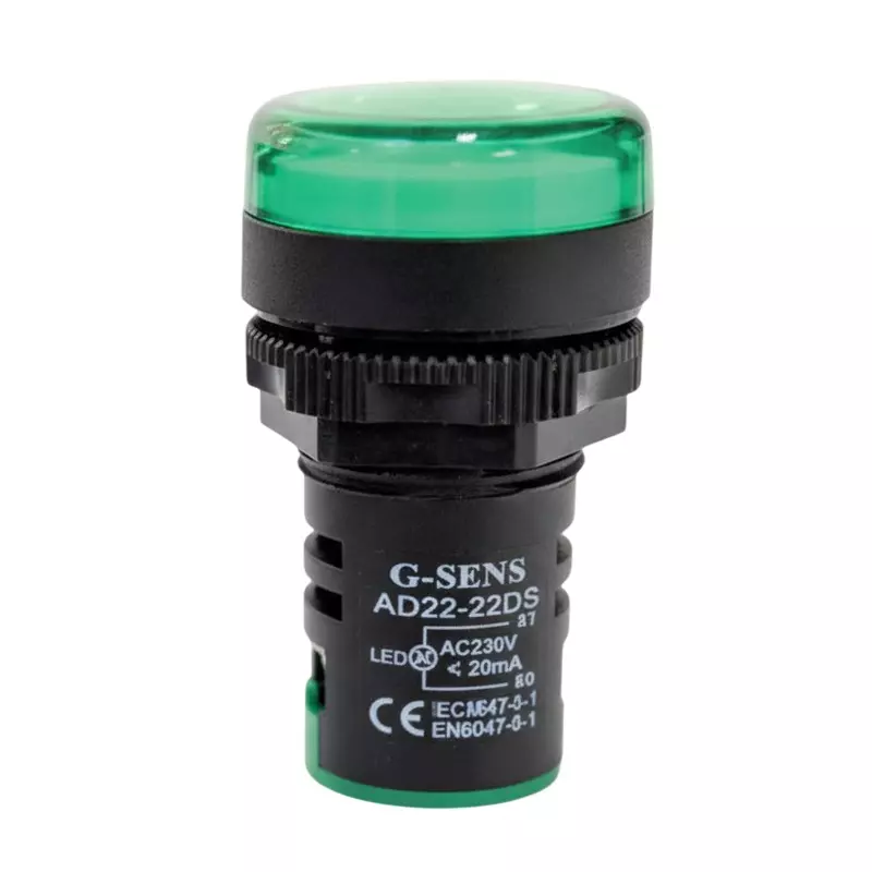 G-SENS LED Indicator 22.5 mm ABS Round 240 V AC Green, AD22-22DS