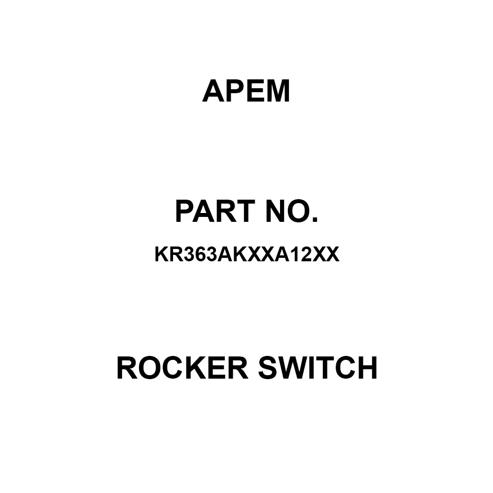 APEM Rocker Switch 10 Amp Non-Illuminated, KR363AKXXA12XX