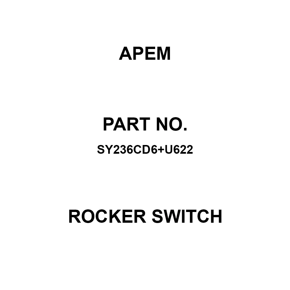 APEM Washable Rocker Switch Panel Mount 250 V AC SP3T Quick Connect Terminal Black, SY236CD6+U622