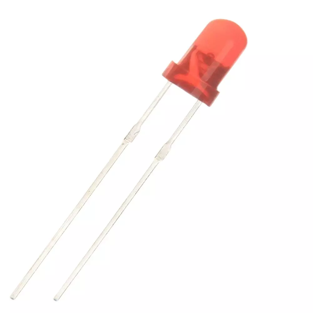 Invento Diffused LED Light Red 5 mm Round Head Shape DC 3 V Voltage, ISC 1373-6 (Pack of 1000 Pcs)