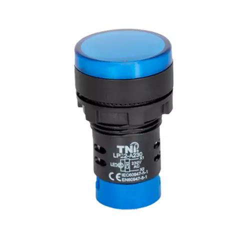 TNI 22.5 mm Cut Out Diameter LED Pilot Lamp Blue Color 230 V AC Rated Voltage and IP20 Protection Rating, GLP22-A230-B