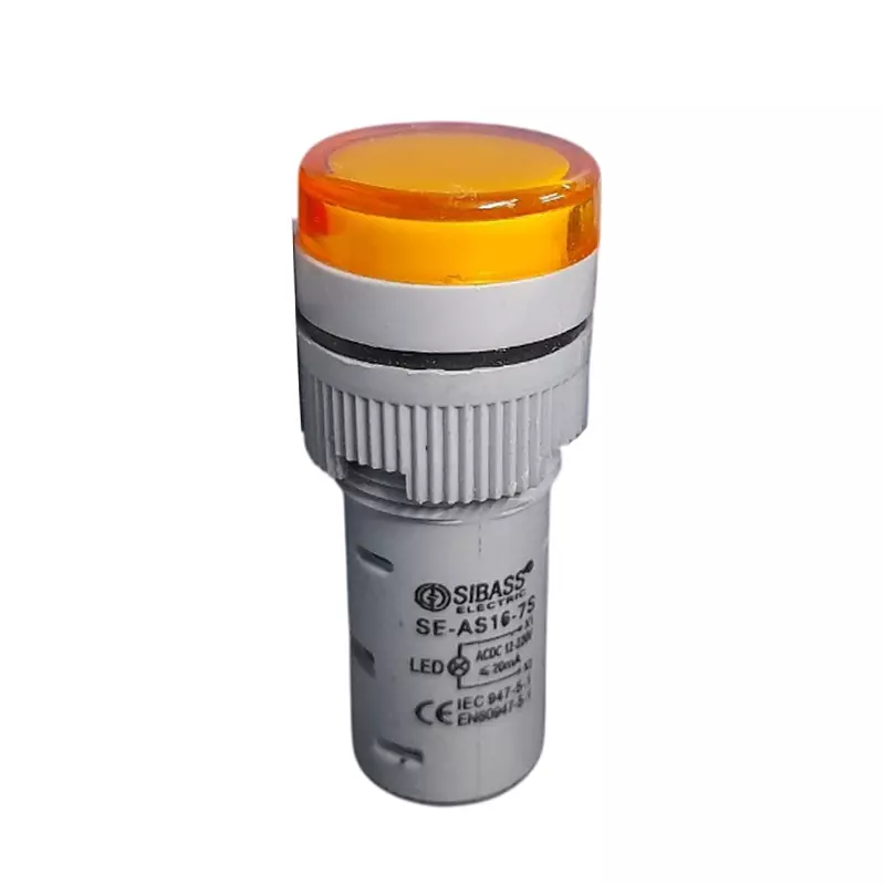 Sibass Electric LED Indicating Lamp 22.5 mm Dia. White Body 24 V /110 V AC/DC Yellow Light, SE-AD22-22DS (Pack of 1000)
