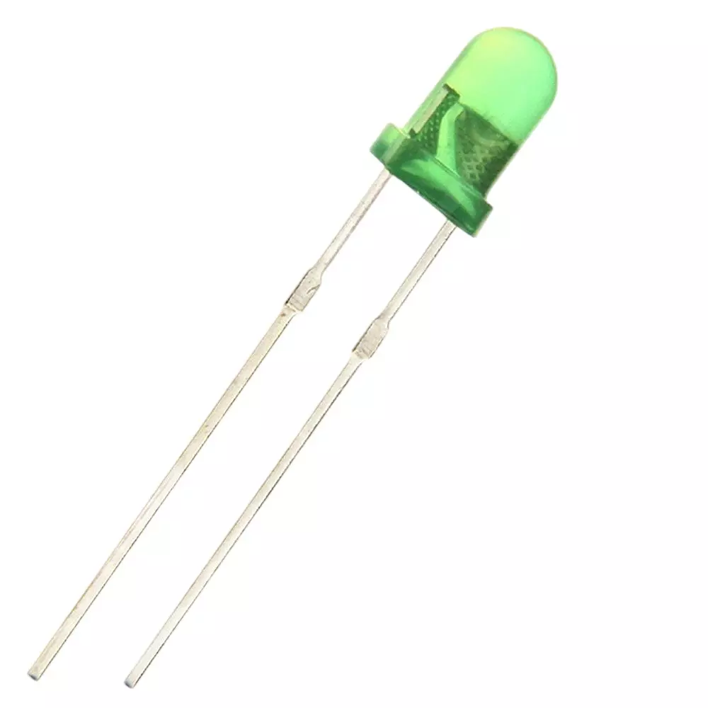 Invento Diffused LED Light Green 5 mm Round Head Shape DC 3 V Voltage, ISC 1374 (Pack of: 10-1000)