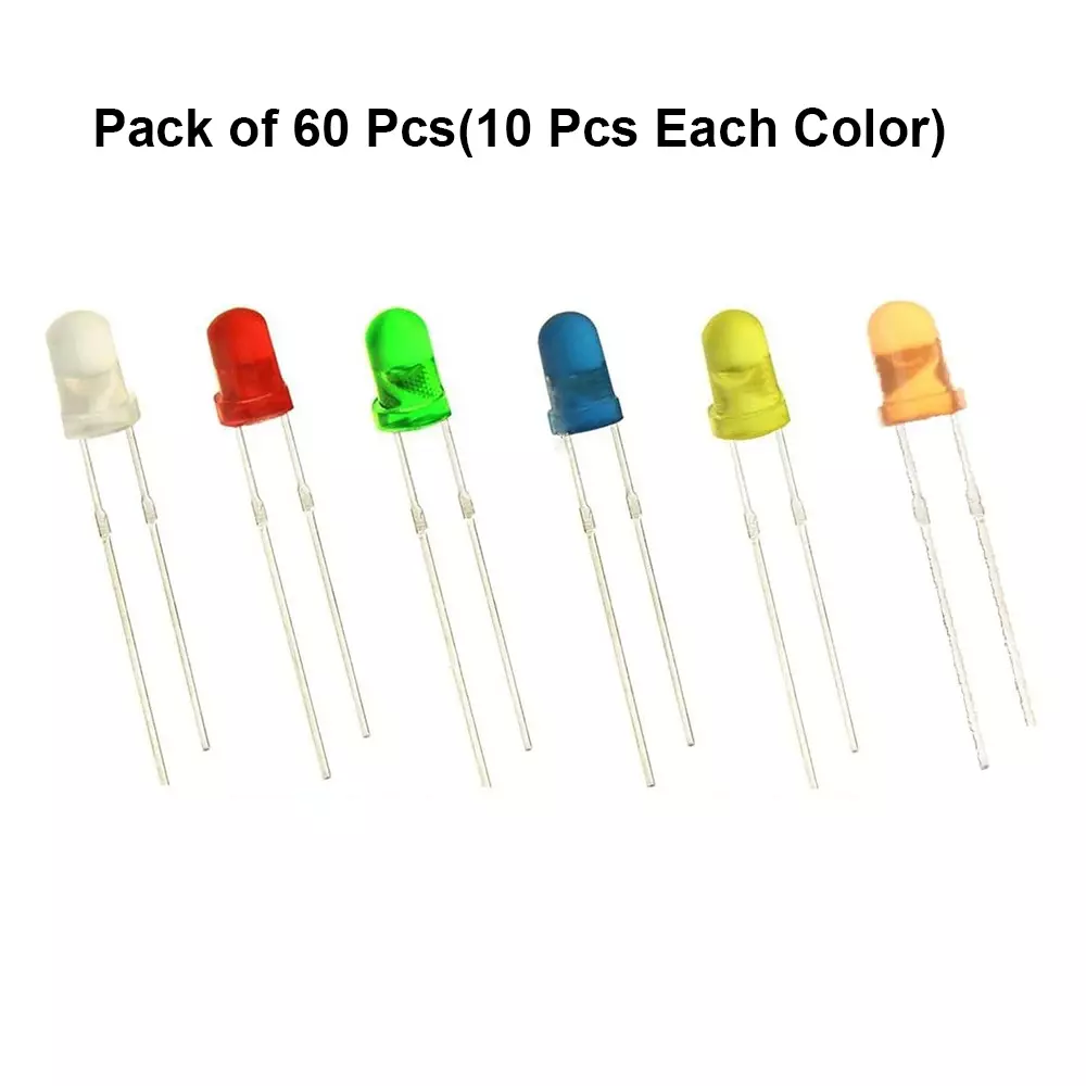 invento-diffused-led-light-6-color-whiteyellowredgreenblueorange-5-mm-round-head-dc-3-v-voltage-isc-1378-1-pack-of-60-pcs-10-pcs-each-color