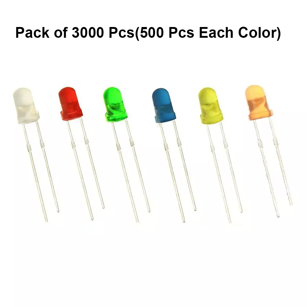 invento-diffused-led-light-6-color-whiteyellowredgreenblueorange-5-mm-round-head-dc-3-v-voltage-isc-1378-6-pack-of-3000-pcs-500-pcs-each-color