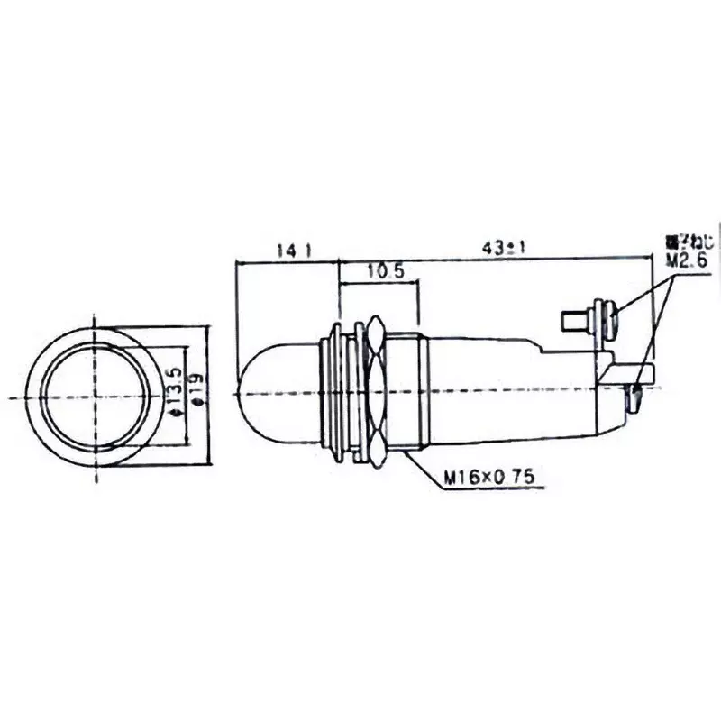 MARUYASU DENGYO LED Indicator Light AC100/110 V Round Φ16.5 mm Mounting Dia Red, NB1581RL