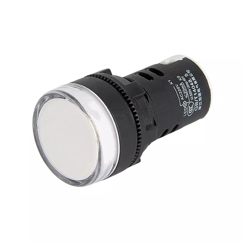 Sibass Electric LED Indicating Lamp 22.5 mm Dia. Black Body 12 V/440 V AC/DC White Light, SE-AD22-22DS (Pack of 1000)