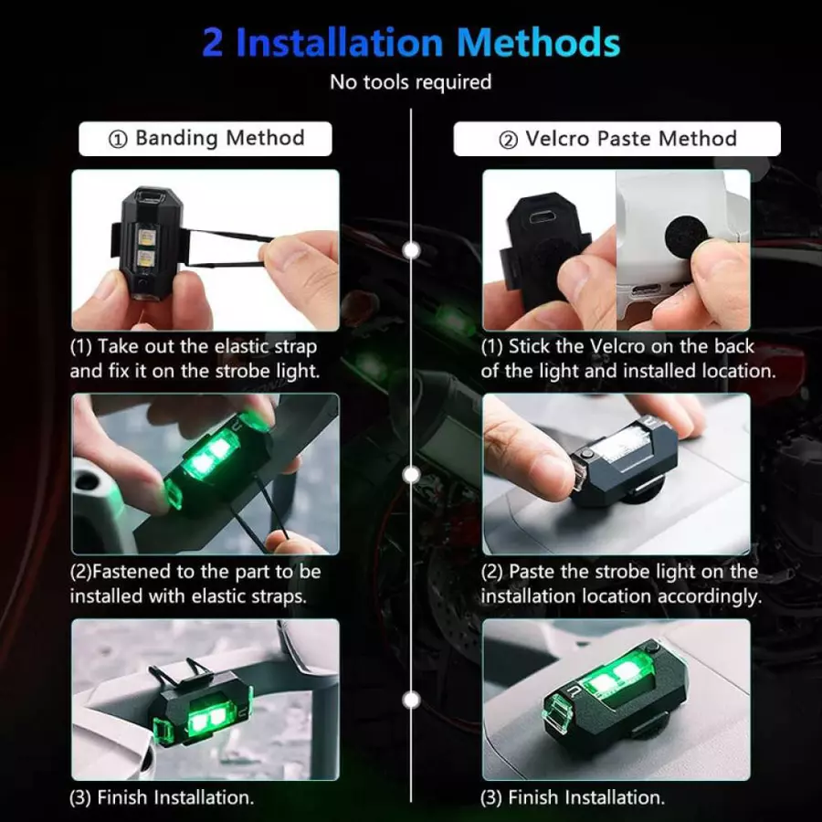 Auto Pearl 7 Colors 5 V 15 W LED Aircraft Lights for Bike & Car with USB Charging (Pack of 6 Pcs)