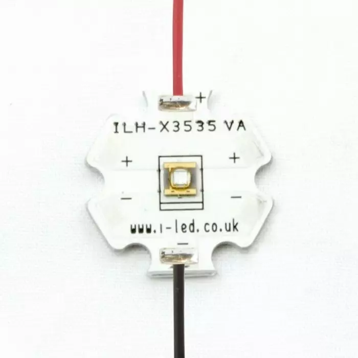 Intelligent LED Solutions , N3535 1 PowerStar Series UV LED, 400 nm 1.05 W 125 ° Through Hole, ILH-XO01-S390-SC211-WIR200.