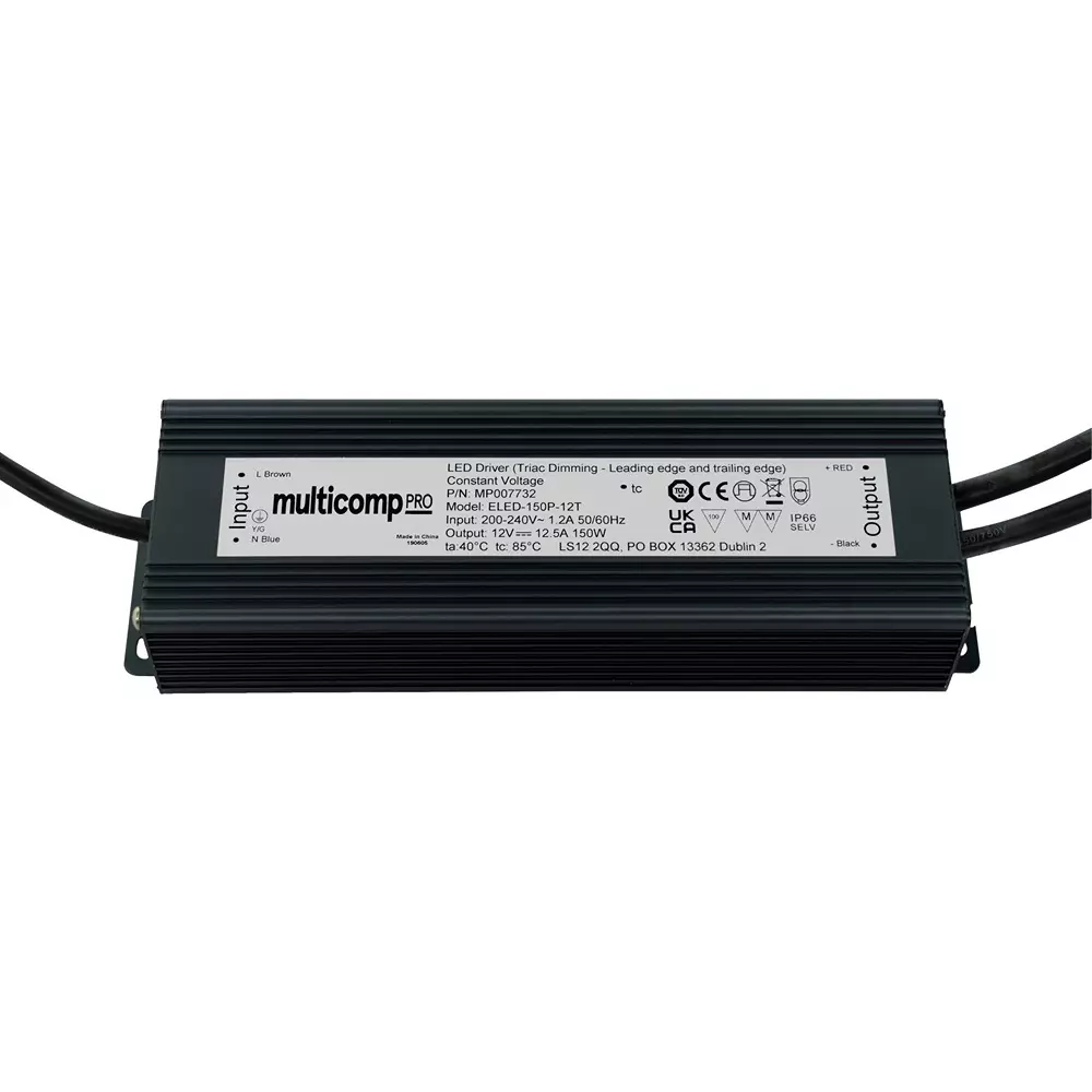 MULTICOMP PRO Led Driver Lighting Power Supply Applications 150 W Output Max 12 V DC Voltage, MP007732