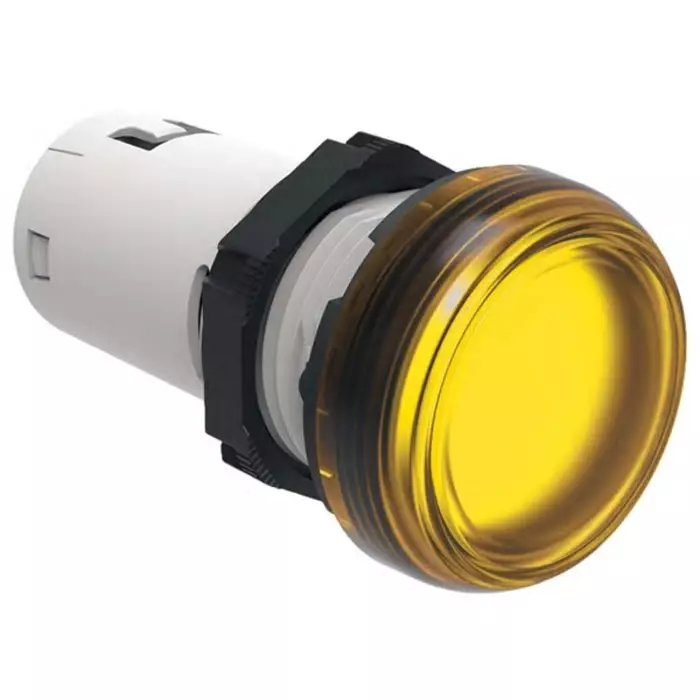 Lovato LPML, Panel Mount Yellow LED Pilot Light, 22 mm Cutout, IP66, IP67, IP69K, Round, 380-415V, LPMLP5