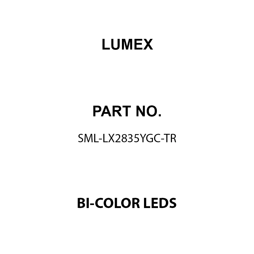 LUMEX Bi-Color LEDs SMD/SMT Yellow & Green Rectangular Lens Shape, SML-LX2835YGC-TR