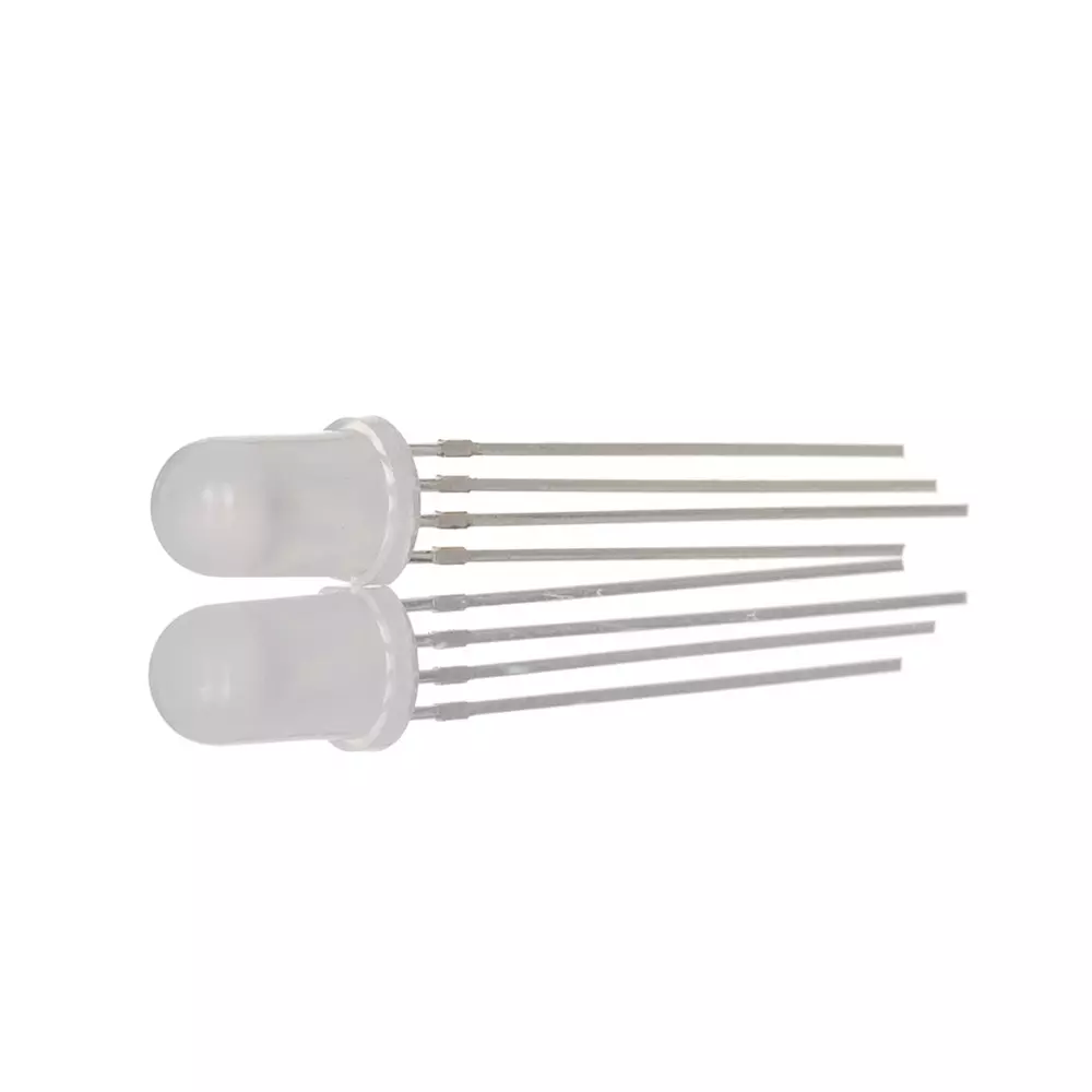 RS PRO LED 5 x 8.65 mm RGB LED White Lens 5 mm Through Hole Mount 25 mA 1.6 to 3.6 V 624/525/470 Nm, 2545727 (Pack of 5)