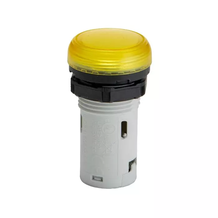 Lovato LPML, Panel Mount Yellow LED Pilot Light, 22 mm Cutout, IP66, IP67, IP69K, Round, 48V, LPMLD5