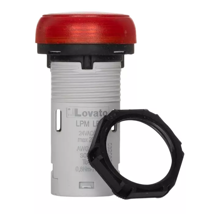 Lovato LPML, Panel Mount Red LED Pilot Light, 22 mm Cutout, IP66, IP67, IP69K, Round, 24V, LPMLB4