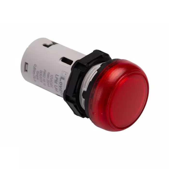 Lovato LPML, Panel Mount Red LED Pilot Light, 22 mm Cutout, IP66, IP67, IP69K, Round, 12V, LPMLA4
