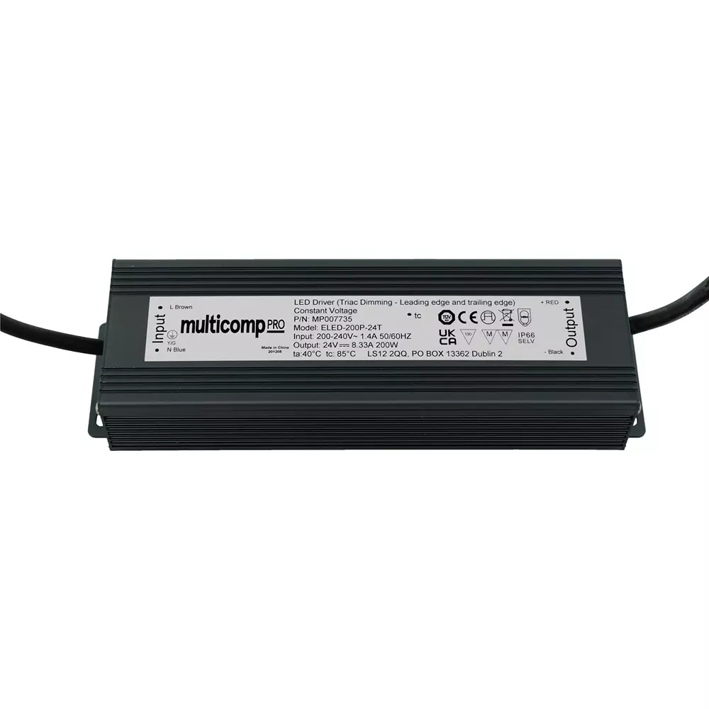 MULTICOMP PRO Led Driver Lighting Power Supply Applications 200 W Output Max 12 V DC Voltage, MP007734