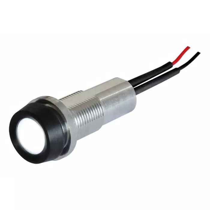 Oxley White Panel Mount Indicator, 10.2 mm Mounting Hole Size, IP68, STR/LH10/24/FL30/H/WE