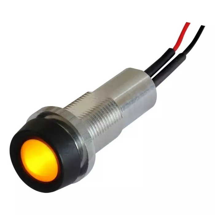 Oxley Yellow Panel Mount Indicator, 10.2 mm Mounting Hole Size, IP68, STR/LH10/24/FL30/H/YW