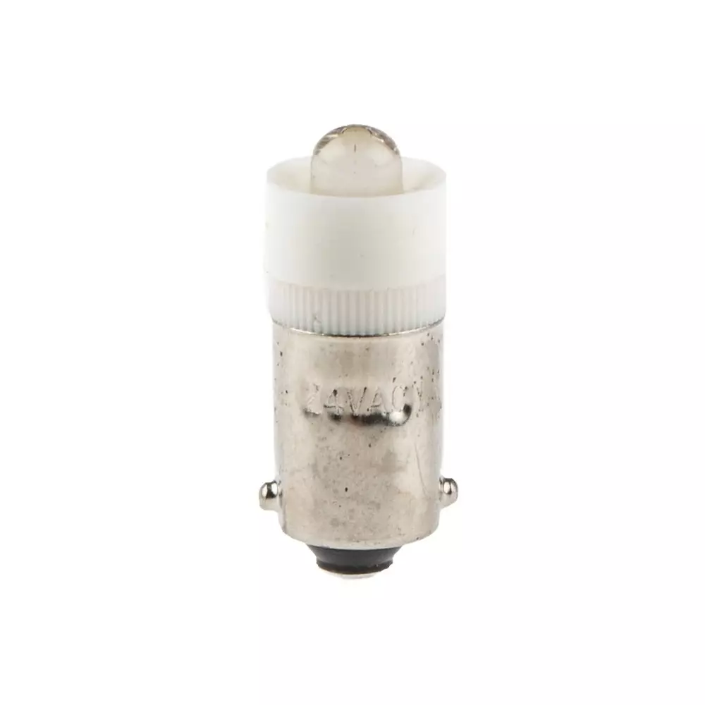JKL Components White LED Indicator Lamp, 24V ac/dc, BA9s Base, 9.6 mm Diameter, 7000mcd, LE-BA9S-24W
